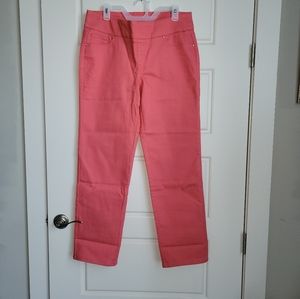NWOT  Denim & Co How Smooth Straight leg Pull on Jeans  Size 14 Warm Coral